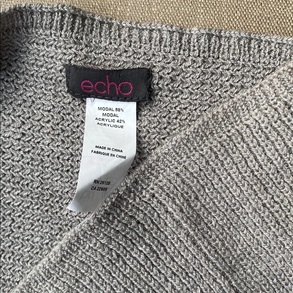 Gray Funnel Neck Knit Scarf